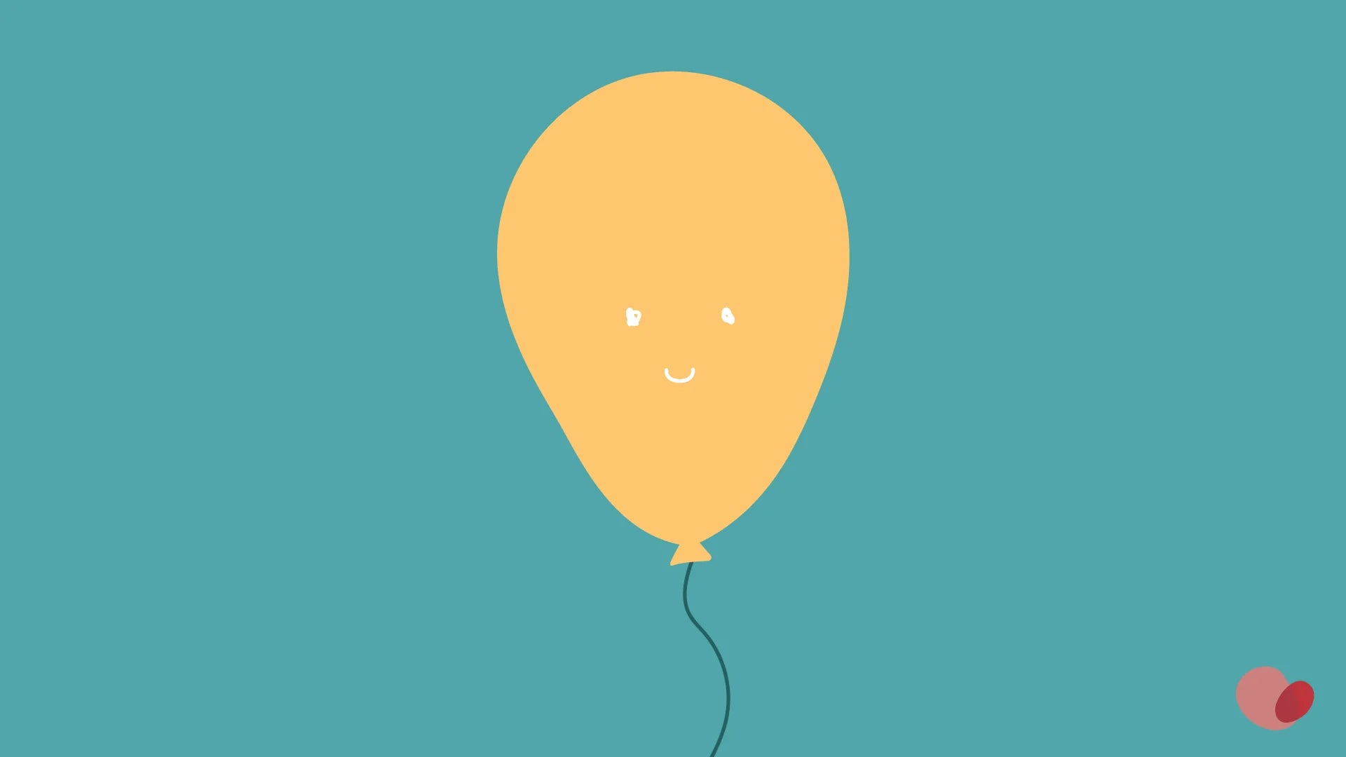 a yellow balloon with a smiley face on a teal background